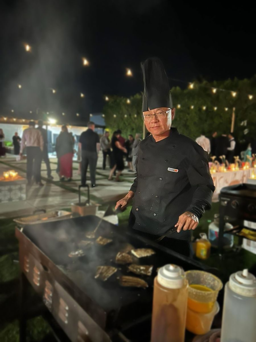 David preparing food at a private hibachi event in Southern California