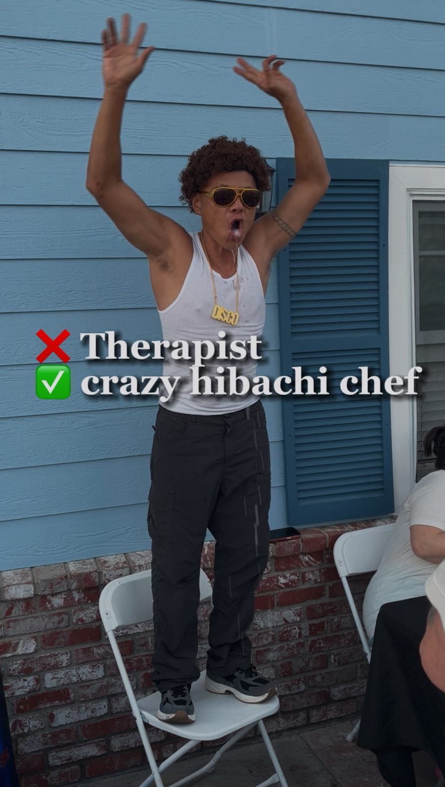 Chef entertaining guests