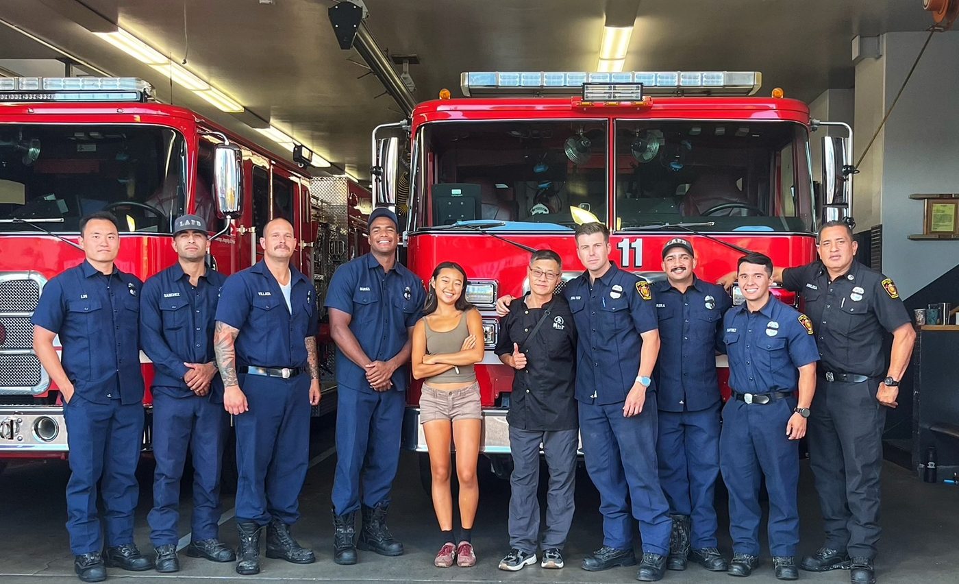 Our chef catering lunch for LAFD firefighters at their station