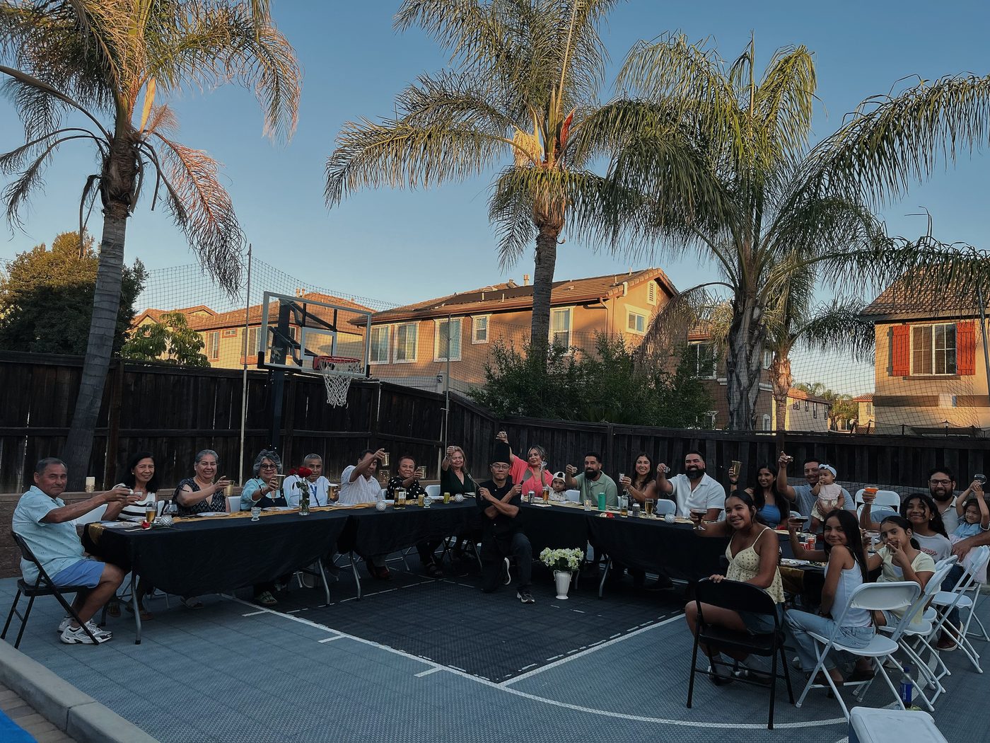 Full backyard hibachi party setup