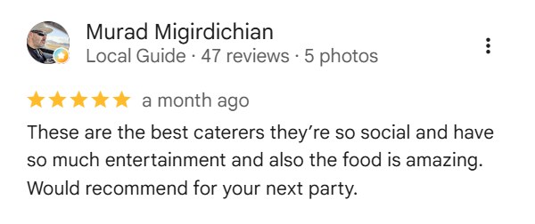 Five-star Google review from Murad Migirdichian